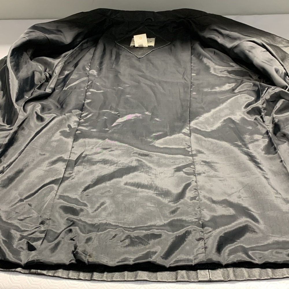 𝅺Sequence Leather Jacket Coat Front Button Closure Size 14 Colour Black - Picture 5 of 12